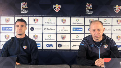 Conferința de presă dinaintea meciului Moldova - Liechtenstein. Serghei Cleșcenco și Cristian Dros