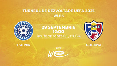 LIVE. Fotbal feminin WU15. Estonia - Moldova