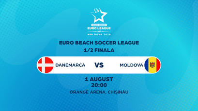 LIVE 20:00. Fotbal pe plajă. Semifinala EBSL. Danemarca - Moldova 