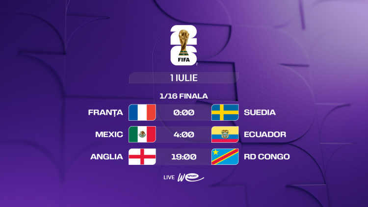 Campionatul Mondial 2026. 1/16 de finală: Franța - Suedia, Mexic - Ecuador și Anglia - RD Congo, LIVE la WE SPORT TV