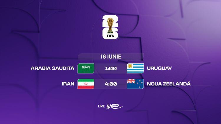 Campionatul Mondial 2026. Avancronica meciurilor din 16 iulie. Arabia Saudită - Uruguay și Iran - Noua Zeelandă, LIVE la WE SPORT TV
