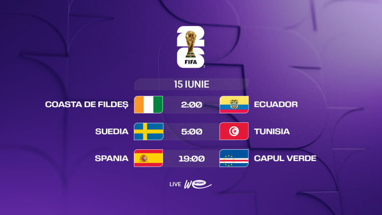 Campionatul Mondial 2026. Coasta de Fildeș - Ecuador și Suedia - Tunisia, LIVE la WE SPORT TV 