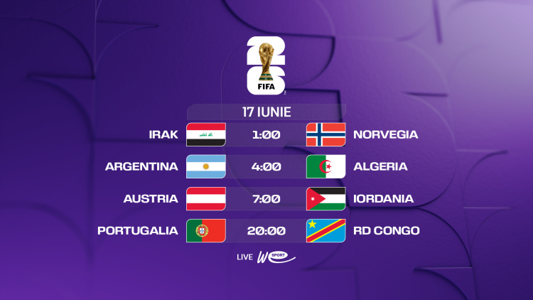 Campionatul Mondial 2026. Avancronica meciurilor din 17 iunie. Irak - Norvegia, Argentina - Algeria, Austria - Iordania și Portugalia - RD Congo, LIVE la WE SPORT TV