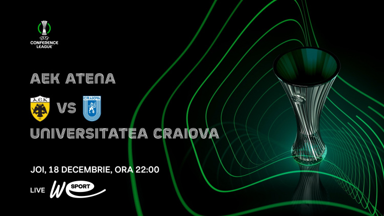 UEFA Conference League, în direct la WE SPORT TV. AEK Atena - Universitatea Craiova, meciul serii