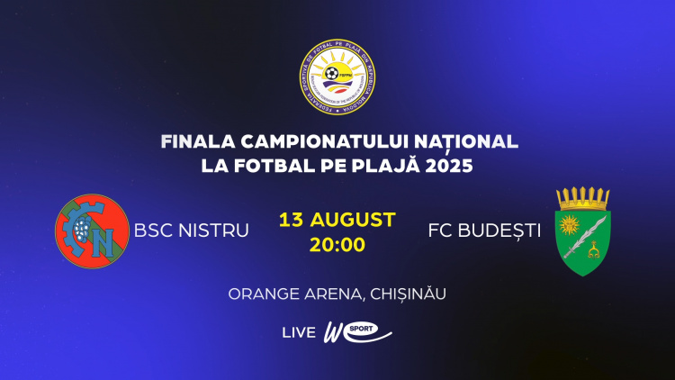 Fotbal pe plajă. Finala Campionatului Republicii Moldova 2025. BSC Nistru - FC Budești. LIVE la WE SPORT TV

