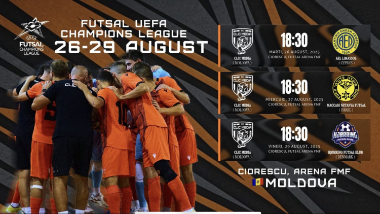 Futsal. Acreditări de presă pentru meciurile din preliminariile Ligii Campionilor
