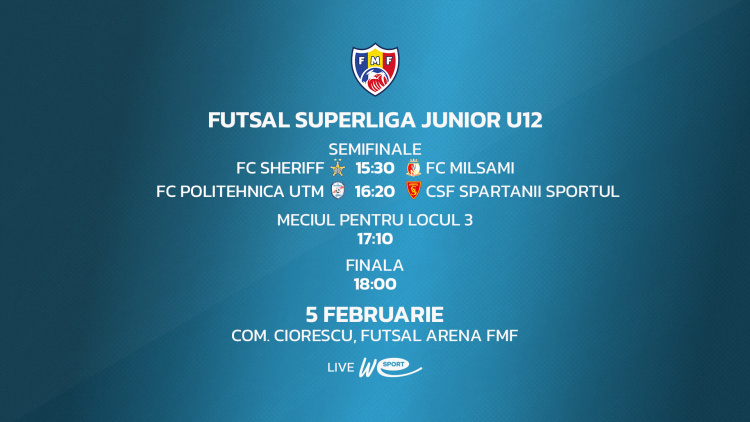 Futsal Superliga Junior, ediția 2026. Faza finală se joacă astăzi, 5 februarie