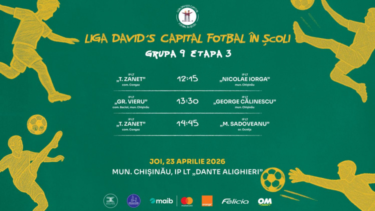 Liga David’s Capital Fotbal în Școli. Programul meciurilor de joi, 23 aprilie