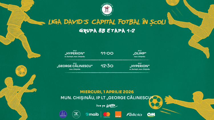 Liga David’s Capital Fotbal în Școli. Programul meciurilor de miercuri, 1 aprilie