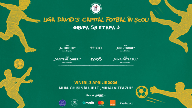 Liga David’s Capital Fotbal în Școli. Programul meciurilor de vineri, 3 aprilie