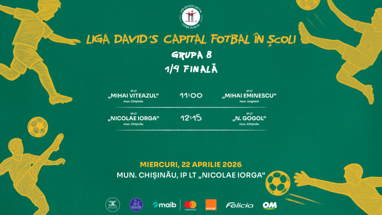 Liga David’s Capital Fotbal în Școli. Programul meciurilor din runda play-off, clasele a 8-a
