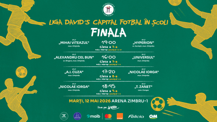Liga David’s Capital Fotbal în Școli. Finalele competițiilor pentru clasele a 7-a, a 8-a și a 9-a
