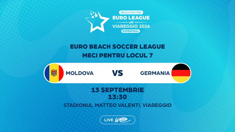 LIVE 13:30. Fotbal pe plajă. Superfinala EBSL. Moldova - Germania