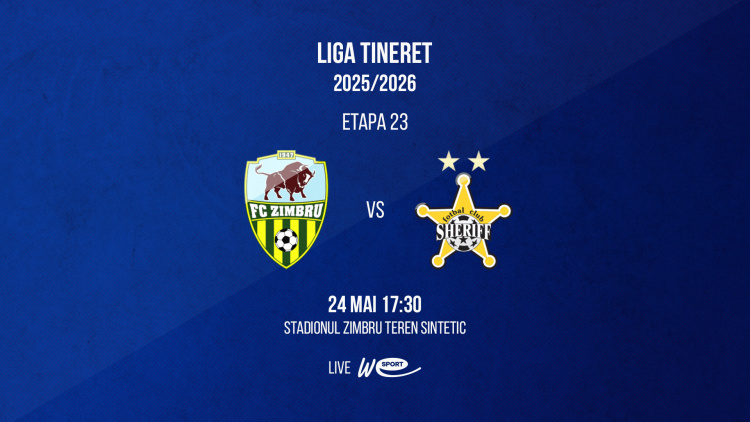 LIVE 17:30. Liga Tineret. Zimbru - Sheriff 