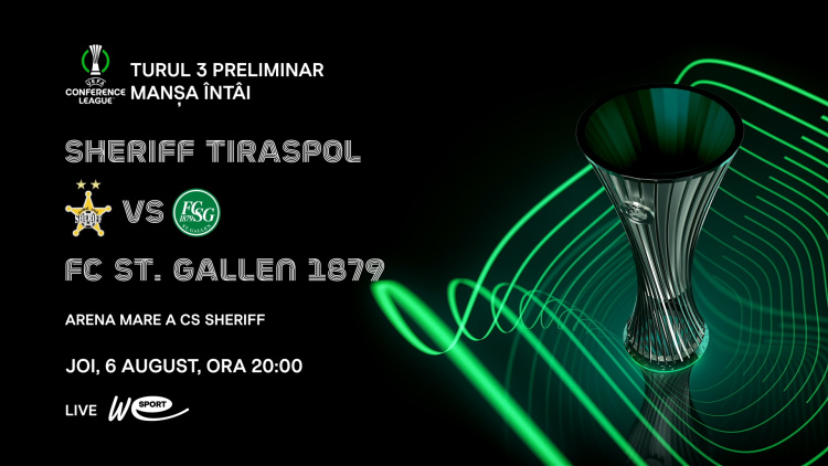 LIVE 20:00. Liga Conferinței. Sheriff – St. Gallen (Elveția)