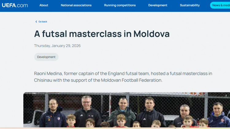 Site-ul UEFA: ”Un masterclass de futsal în Moldova”